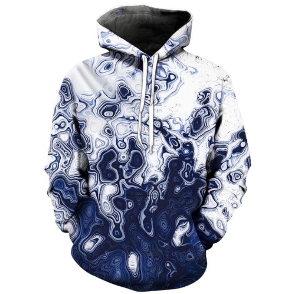 3D Print Pullover Hoodie Sweatshirt Women /Men Blue White